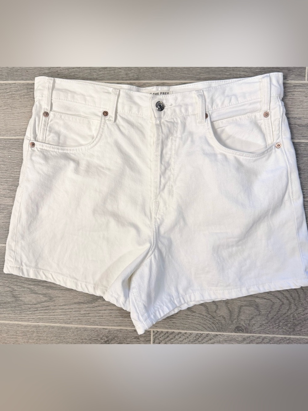 We The Free White High-Waist Jean Shorts